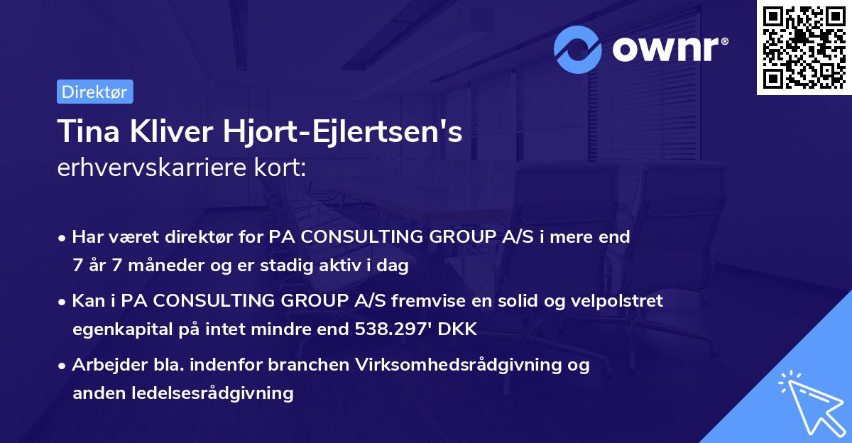 Tina Kliver Hjort-Ejlertsen's erhvervskarriere kort