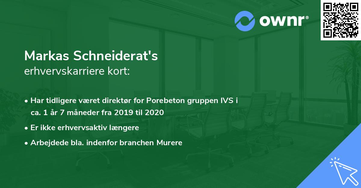 Markas Schneiderat's erhvervskarriere kort