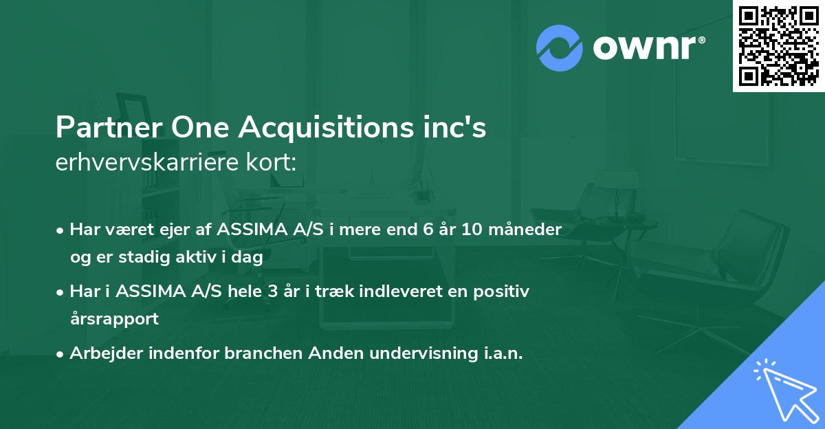 Partner One Acquisitions inc's erhvervskarriere kort