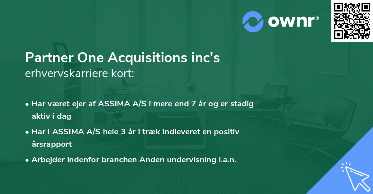Partner One Acquisitions inc's erhvervskarriere kort
