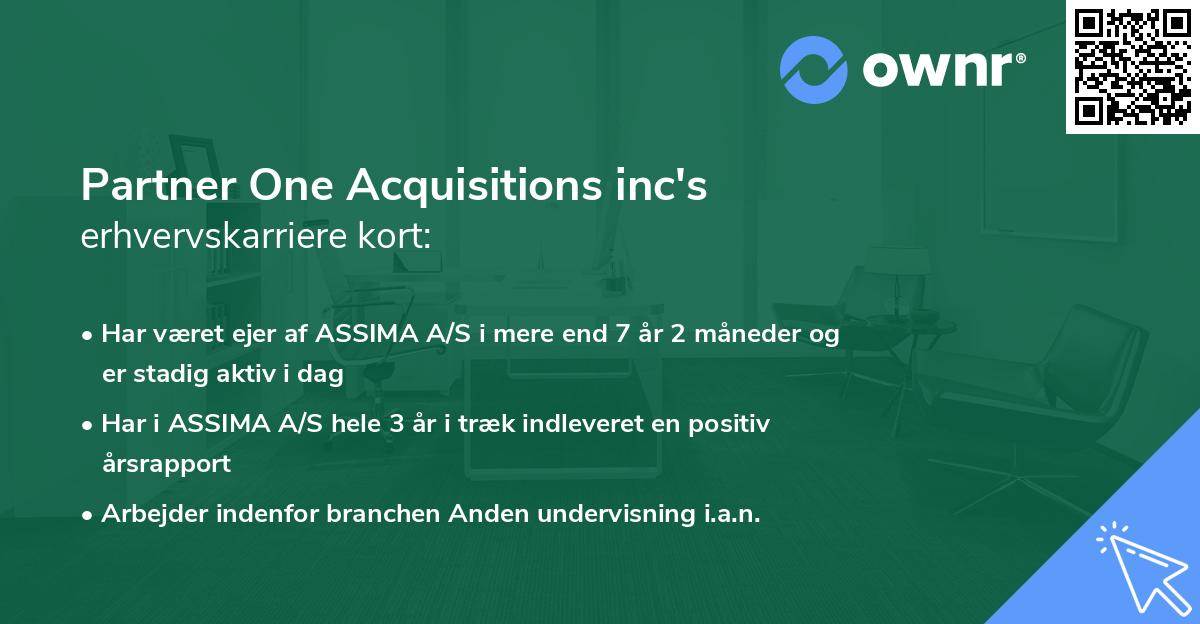 Partner One Acquisitions inc's erhvervskarriere kort
