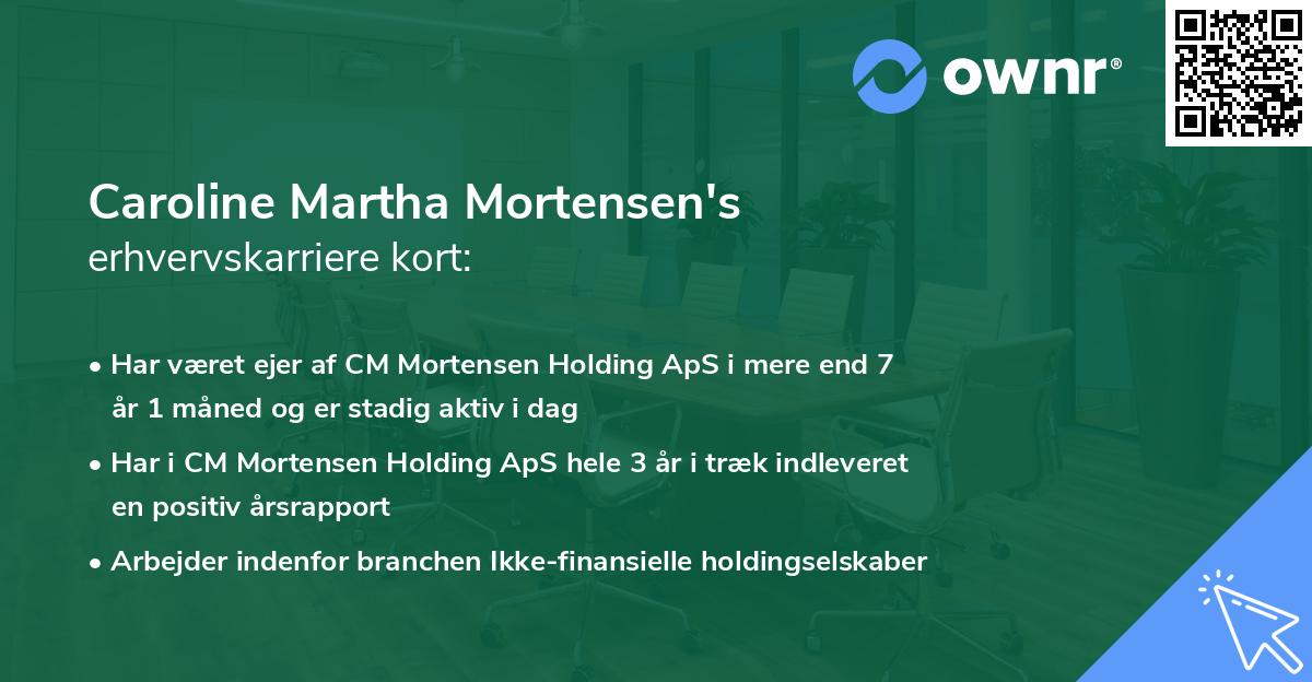 Caroline Martha Mortensen's erhvervskarriere kort