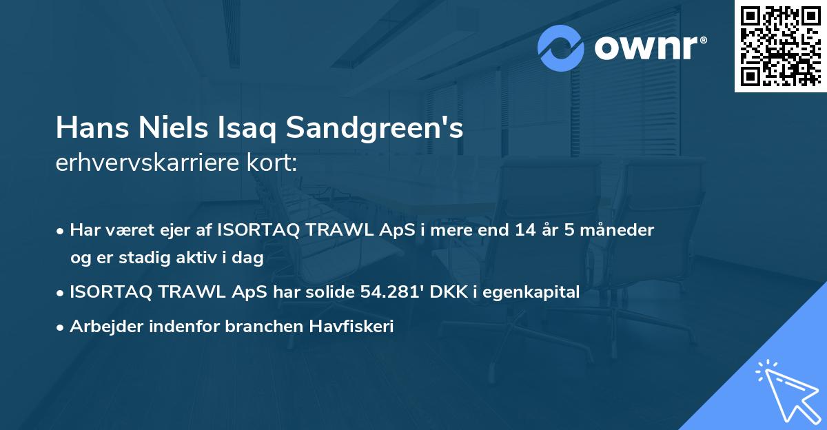 Hans Niels Isaq Sandgreen's erhvervskarriere kort