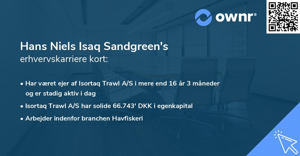 Hans Niels Isaq Sandgreen's erhvervskarriere kort