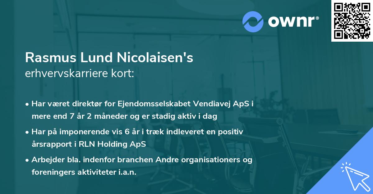 Rasmus Lund Nicolaisen's erhvervskarriere kort