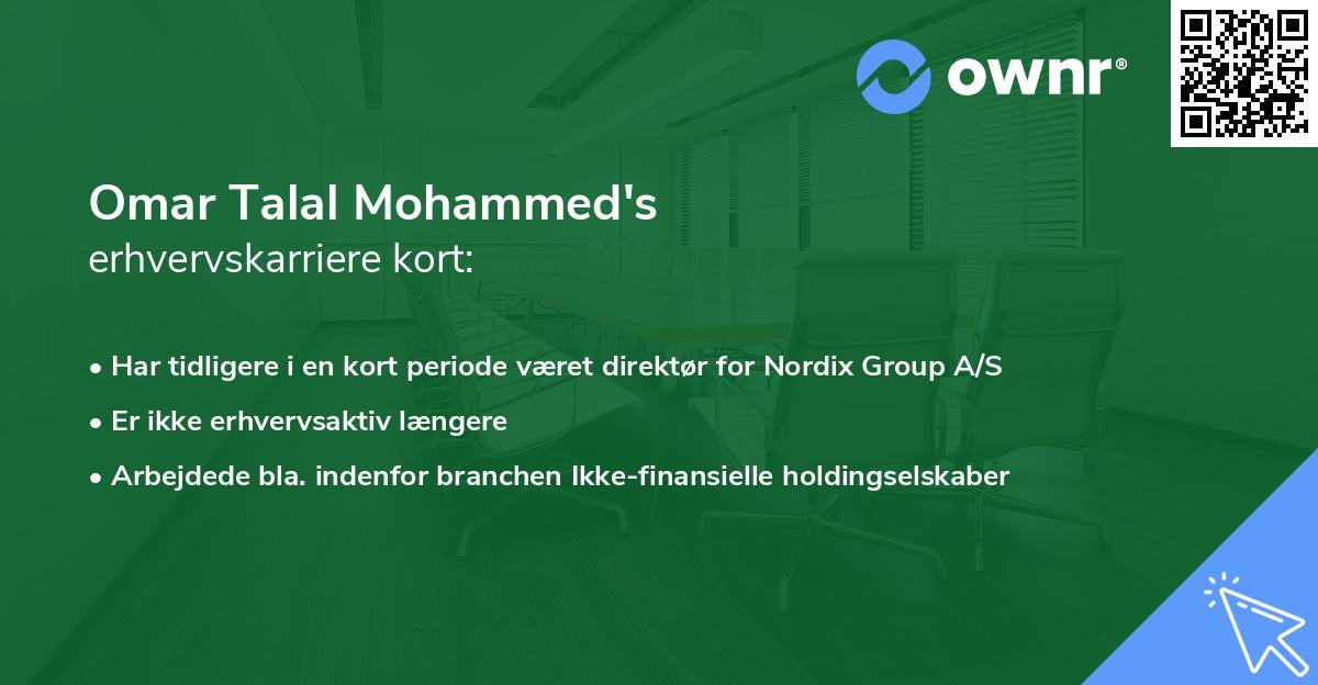 Omar Talal Mohammed's erhvervskarriere kort