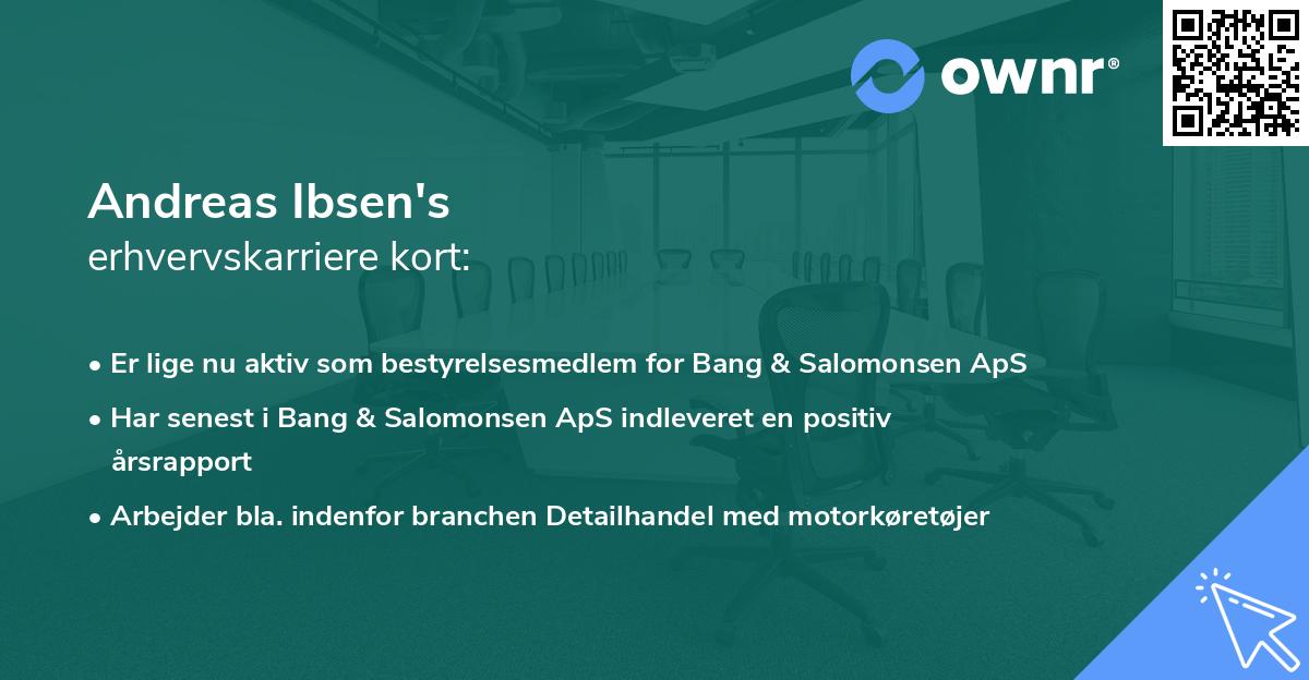 Andreas Ibsen's erhvervskarriere kort