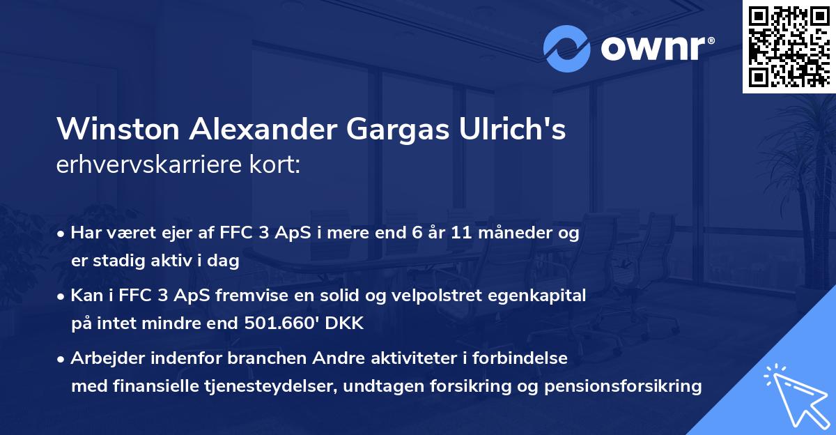 Winston Alexander Gargas Ulrich's erhvervskarriere kort