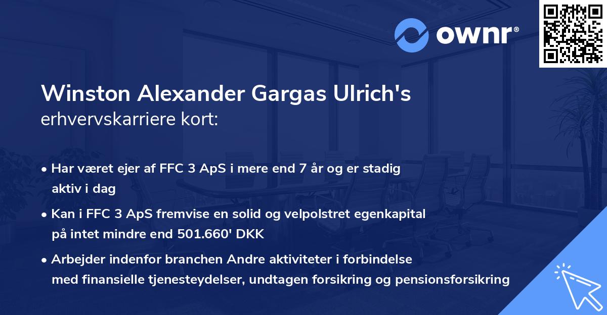 Winston Alexander Gargas Ulrich's erhvervskarriere kort
