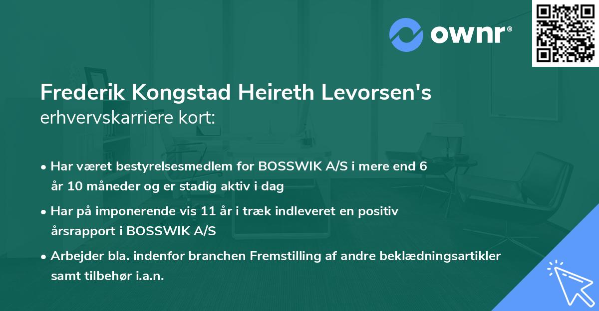 Frederik Kongstad Heireth Levorsen's erhvervskarriere kort