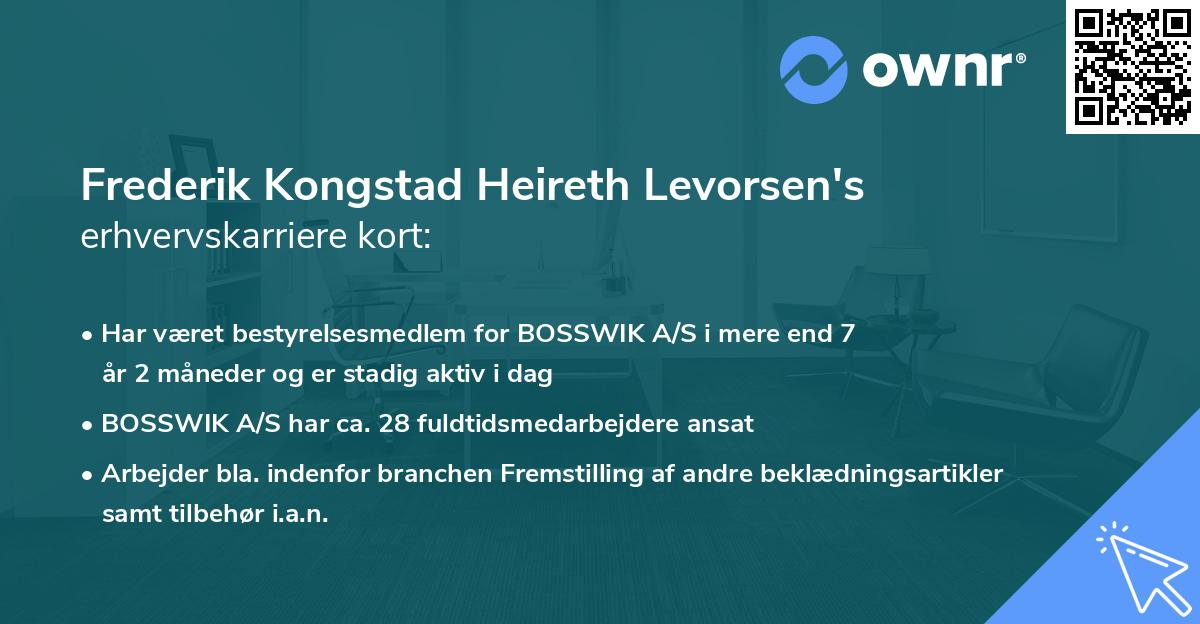 Frederik Kongstad Heireth Levorsen's erhvervskarriere kort