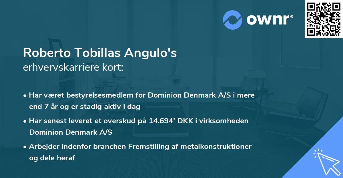 Roberto Tobillas Angulo's erhvervskarriere kort