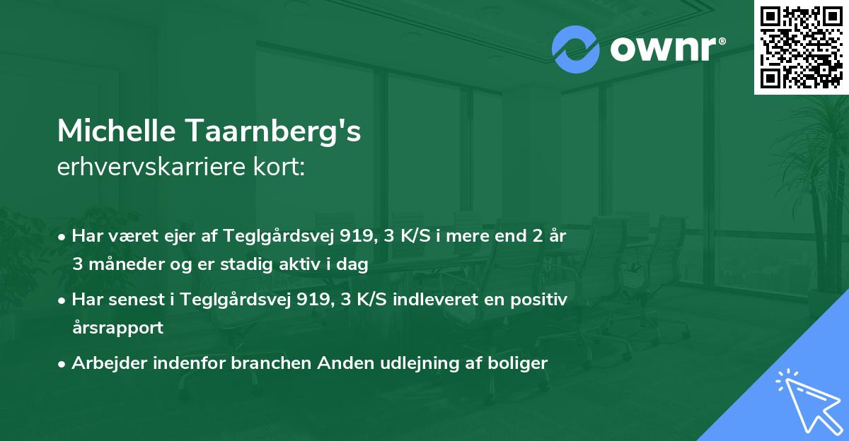 Michelle Taarnberg's erhvervskarriere kort