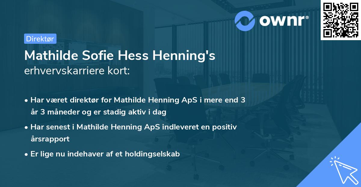 Mathilde Sofie Hess Henning's erhvervskarriere kort