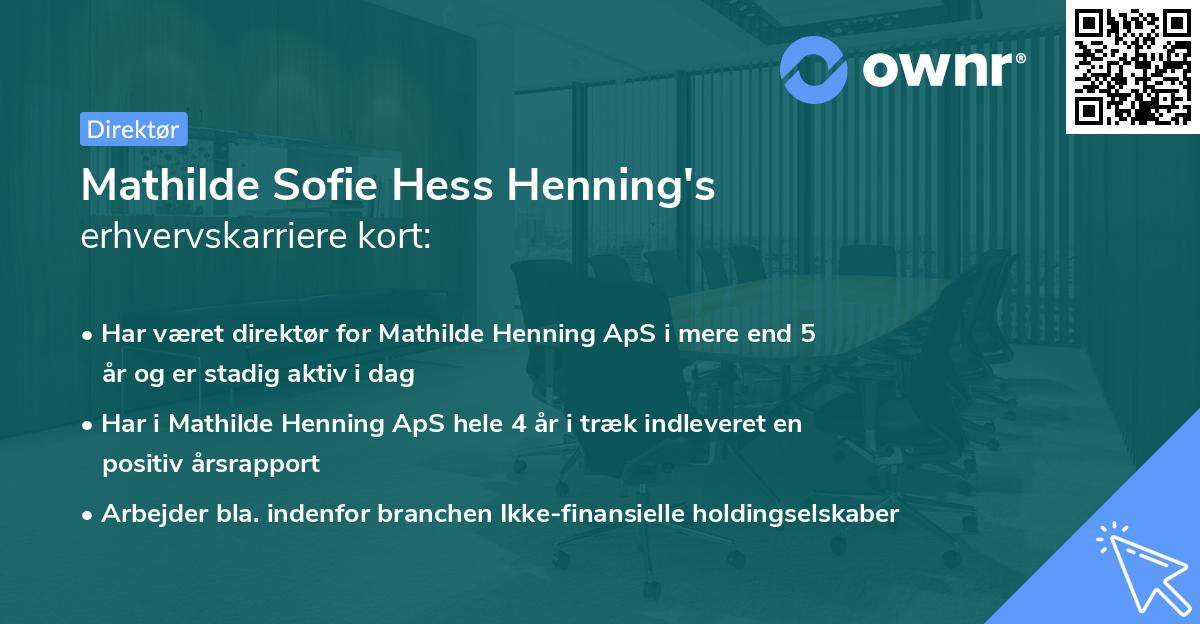 Mathilde Sofie Hess Henning's erhvervskarriere kort