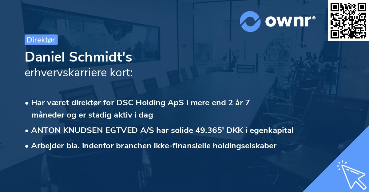 Daniel Schmidt's erhvervskarriere kort