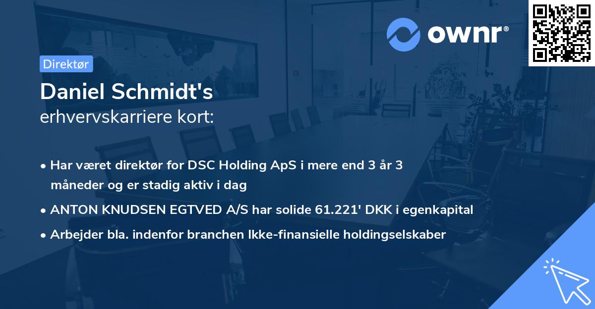 Daniel Schmidt's erhvervskarriere kort
