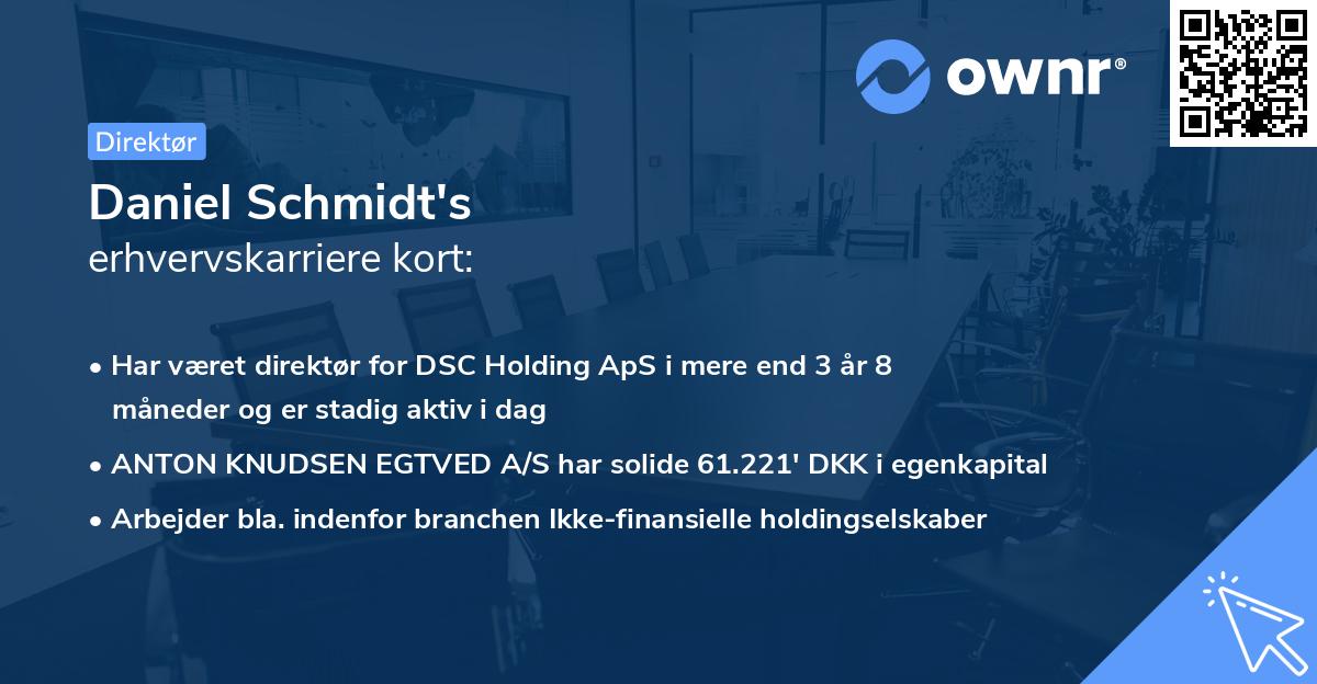 Daniel Schmidt's erhvervskarriere kort