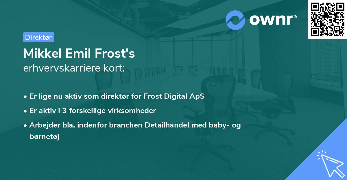 Mikkel Emil Frost's erhvervskarriere kort