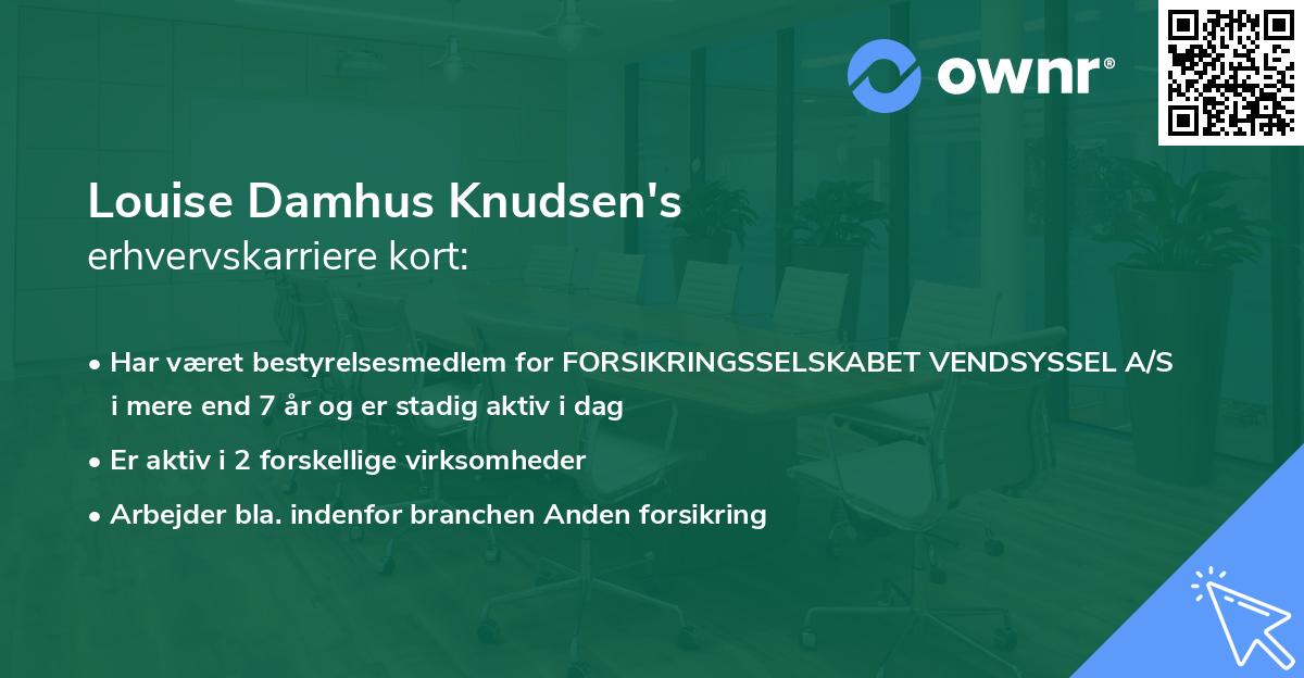 Louise Damhus Knudsen's erhvervskarriere kort