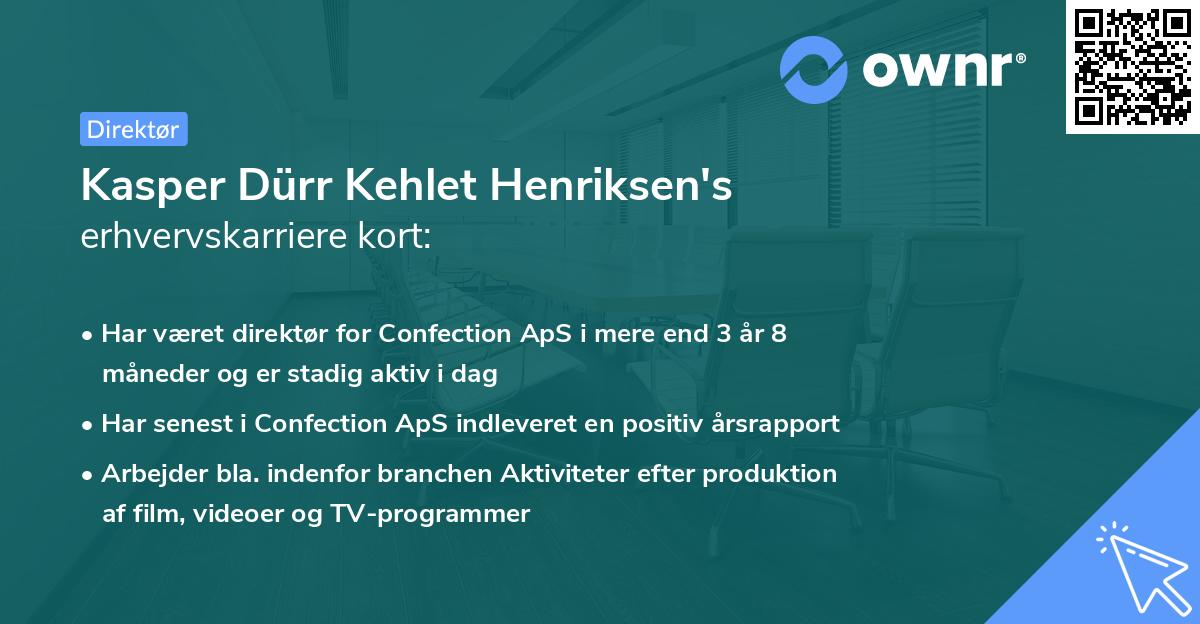 Kasper Dürr Kehlet Henriksen's erhvervskarriere kort