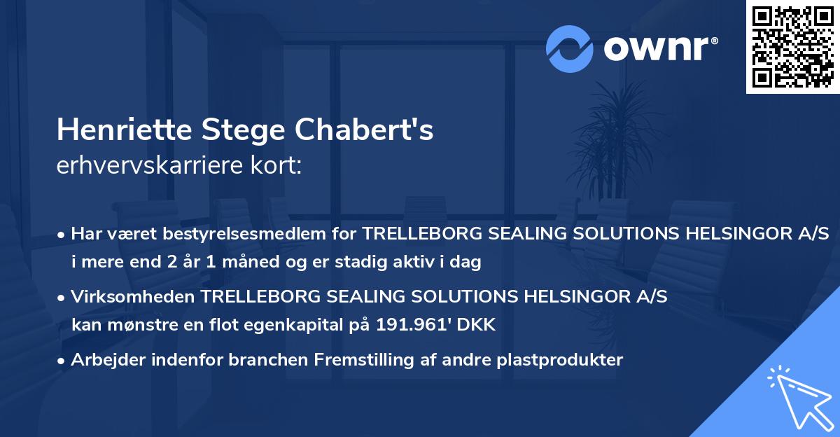 Henriette Stege Chabert's erhvervskarriere kort