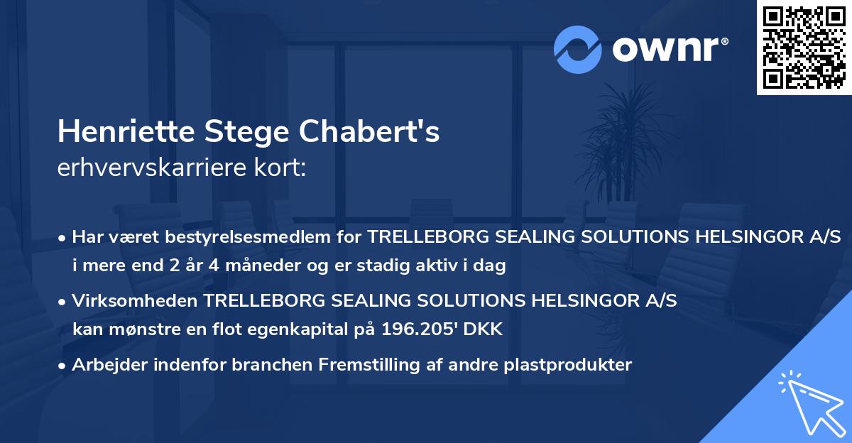 Henriette Stege Chabert's erhvervskarriere kort
