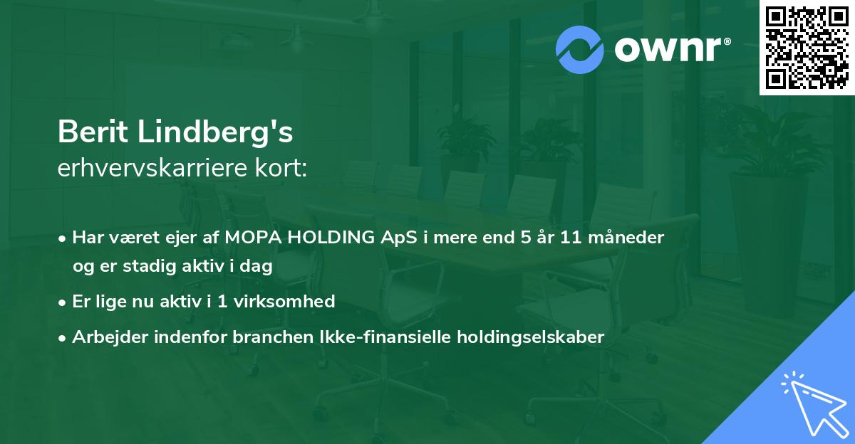 Berit Lindberg's erhvervskarriere kort