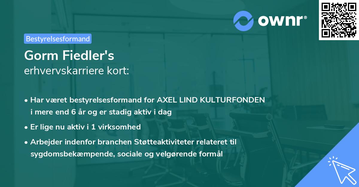 Gorm Fiedler's erhvervskarriere kort