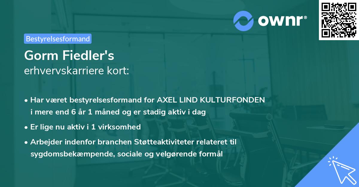 Gorm Fiedler's erhvervskarriere kort