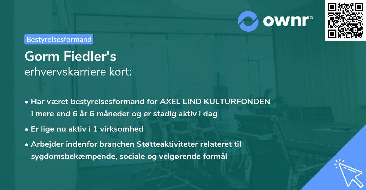 Gorm Fiedler's erhvervskarriere kort
