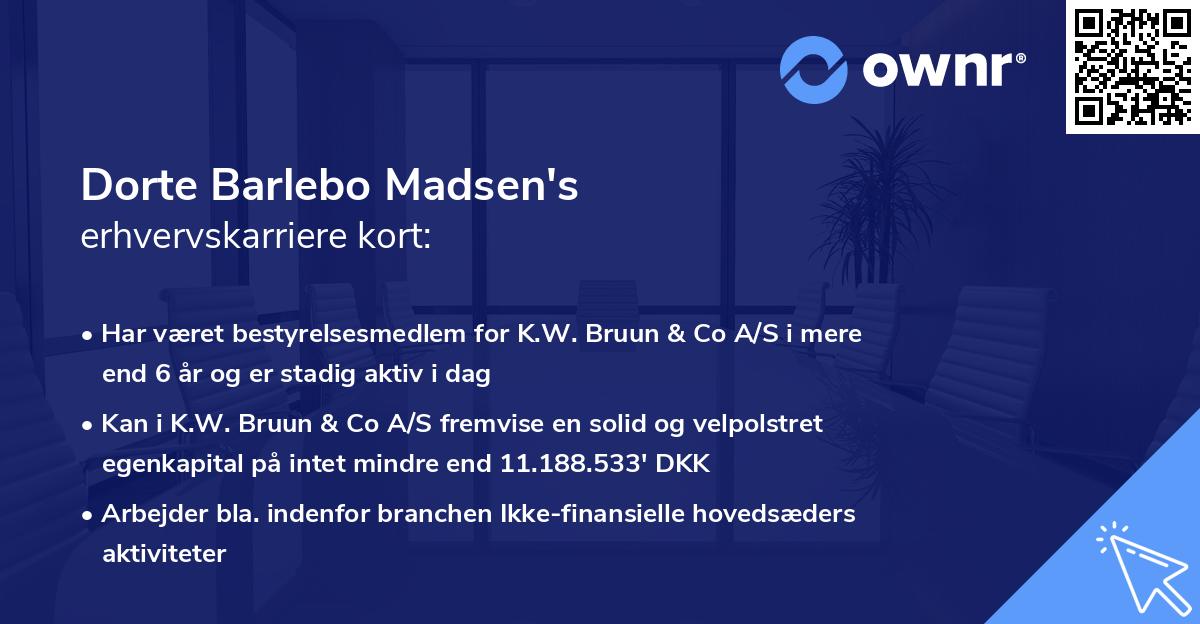 Dorte Barlebo Madsen's erhvervskarriere kort