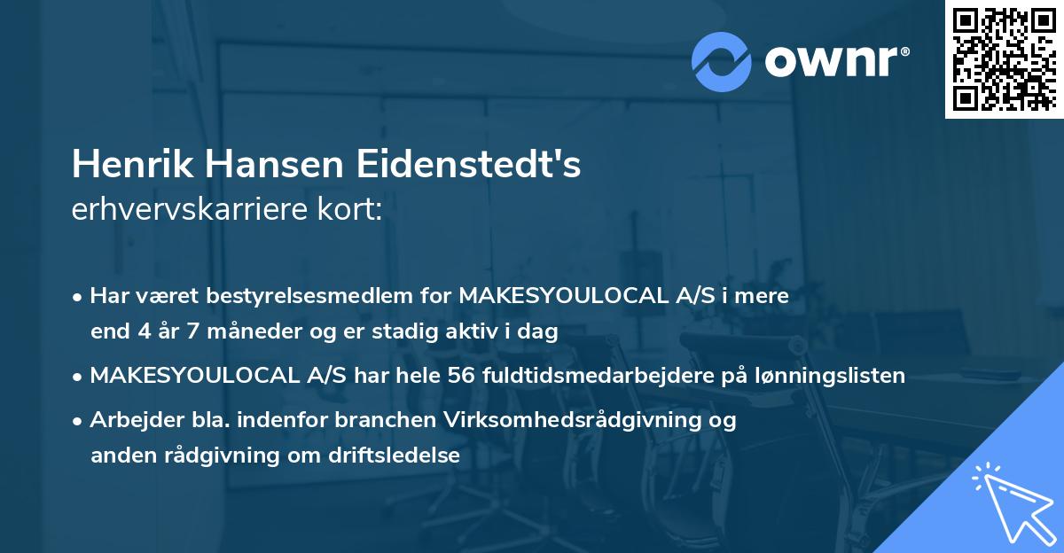 Henrik Hansen Eidenstedt's erhvervskarriere kort