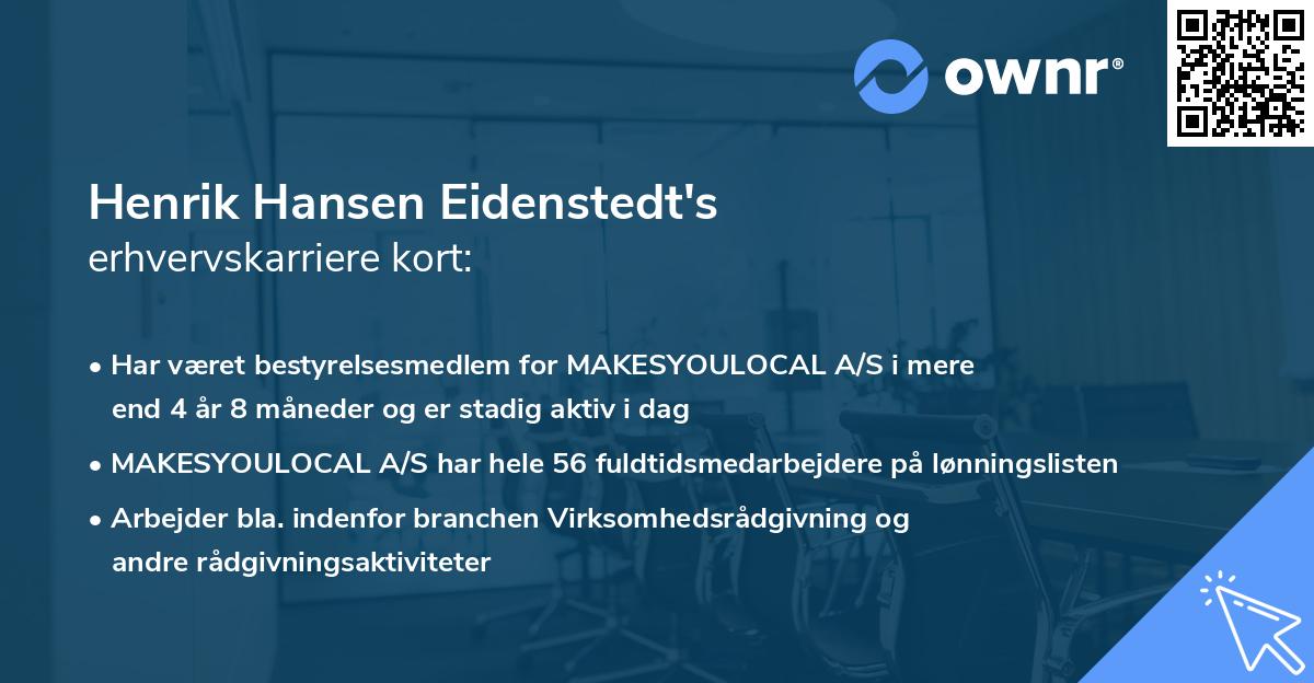 Henrik Hansen Eidenstedt's erhvervskarriere kort