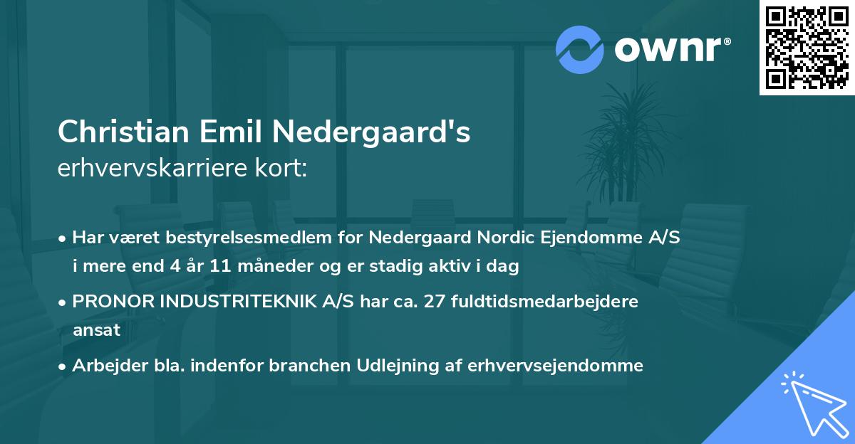 Christian Emil Nedergaard's erhvervskarriere kort