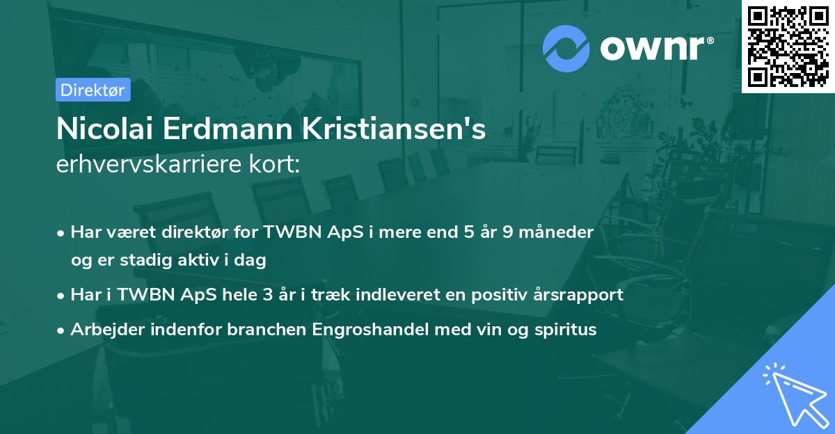 Nicolai Erdmann Kristiansen's erhvervskarriere kort