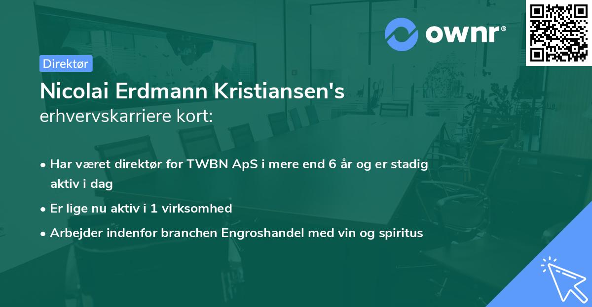 Nicolai Erdmann Kristiansen's erhvervskarriere kort
