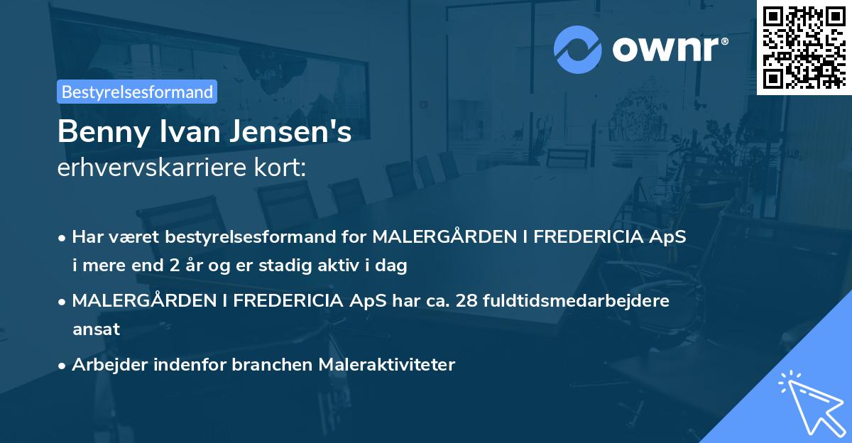Benny Ivan Jensen's erhvervskarriere kort