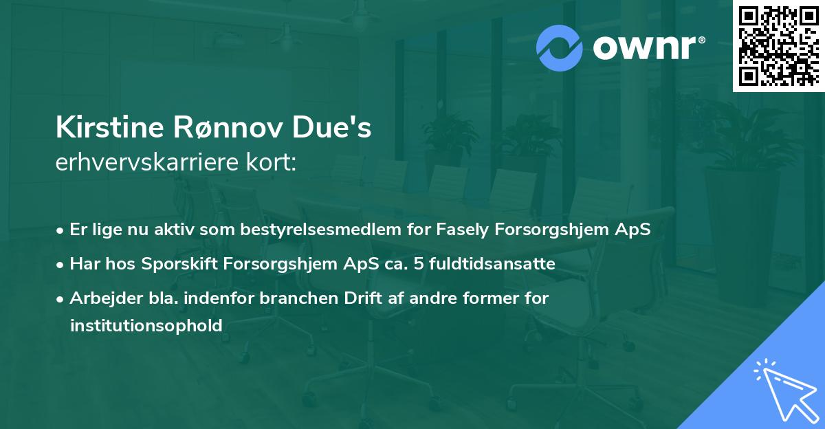 Kirstine Rønnov Due's erhvervskarriere kort