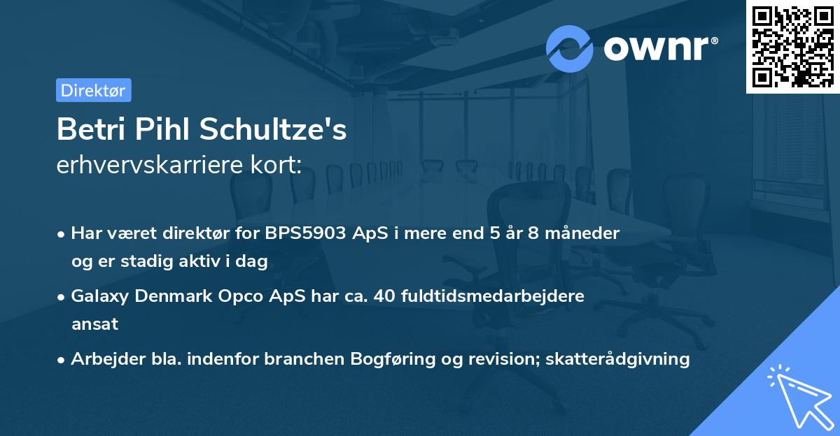 Betri Pihl Schultze's erhvervskarriere kort