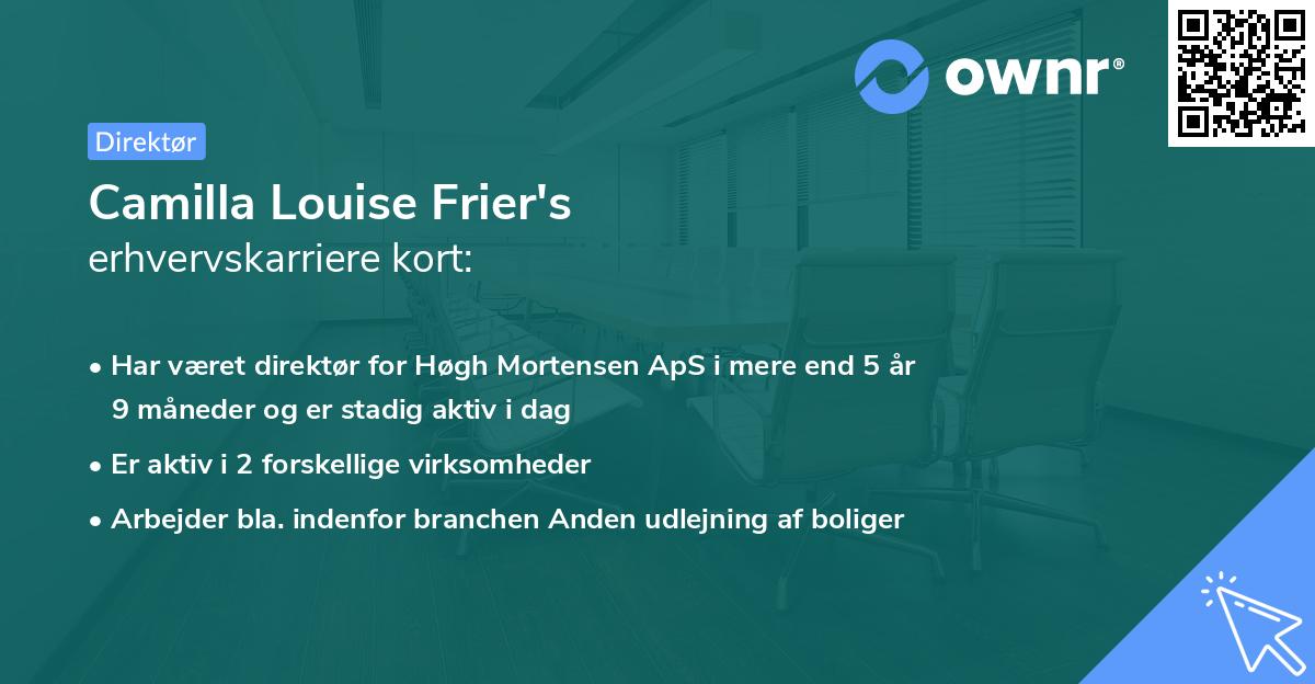 Camilla Louise Frier's erhvervskarriere kort
