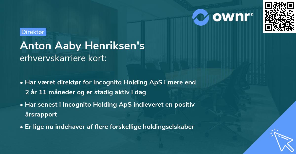 Anton Aaby Henriksen's erhvervskarriere kort