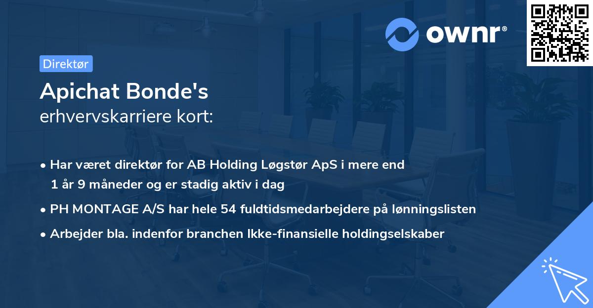 Apichat Bonde's erhvervskarriere kort