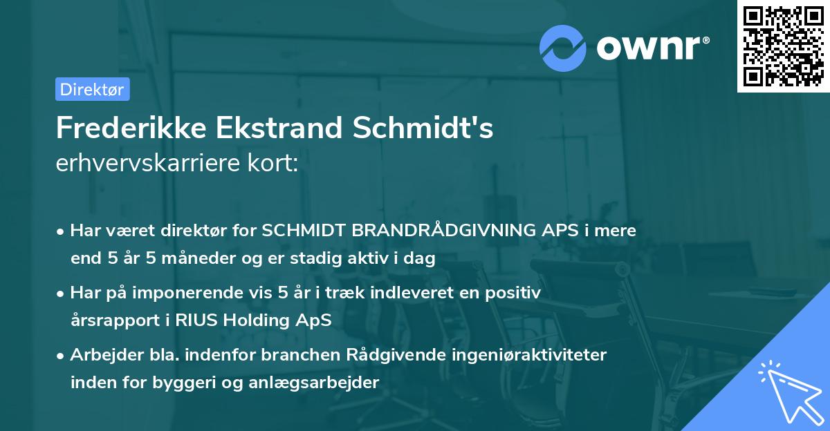 Frederikke Ekstrand Schmidt's erhvervskarriere kort