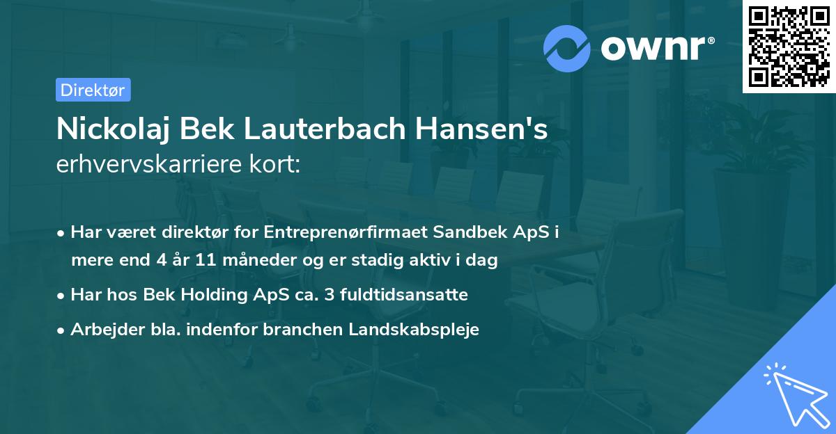 Nickolaj Bek Lauterbach Hansen's erhvervskarriere kort