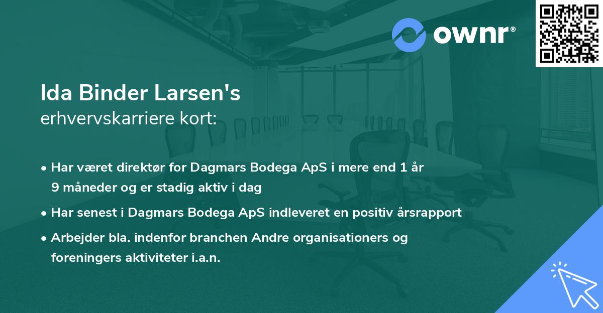 Ida Binder Larsen's erhvervskarriere kort