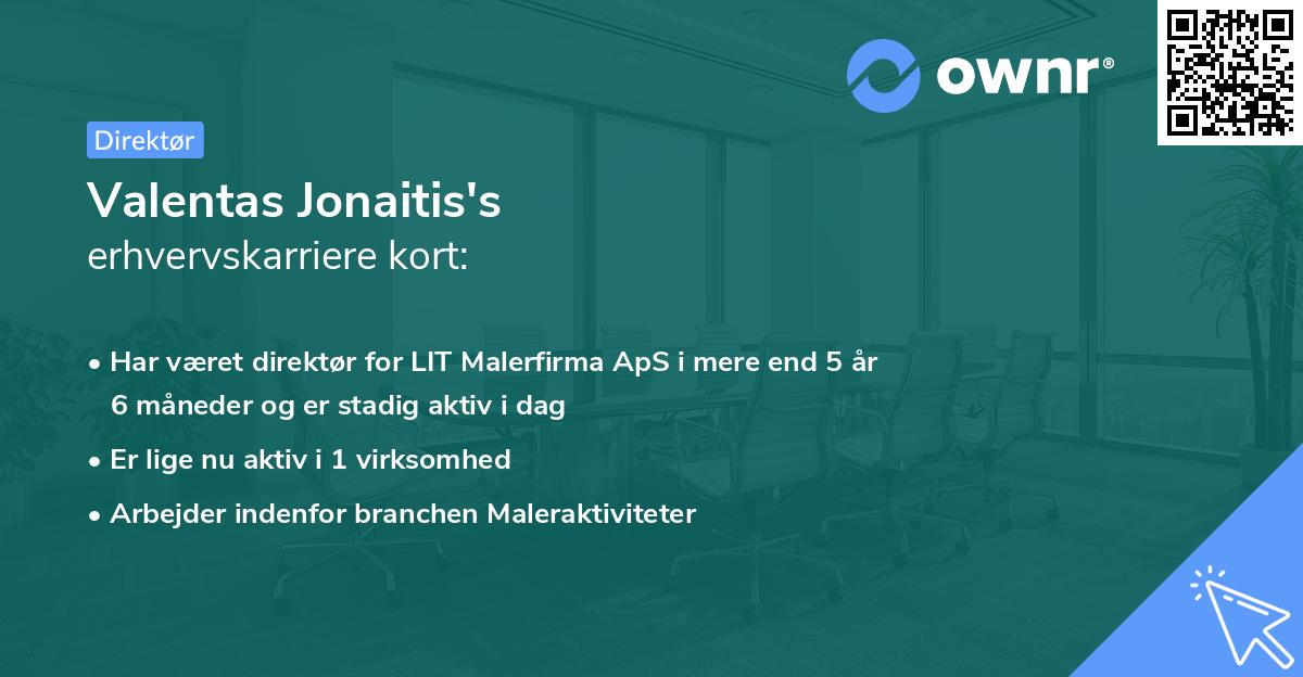 Valentas Jonaitis's erhvervskarriere kort