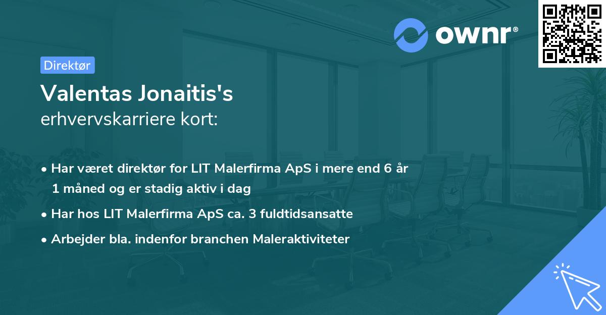 Valentas Jonaitis's erhvervskarriere kort