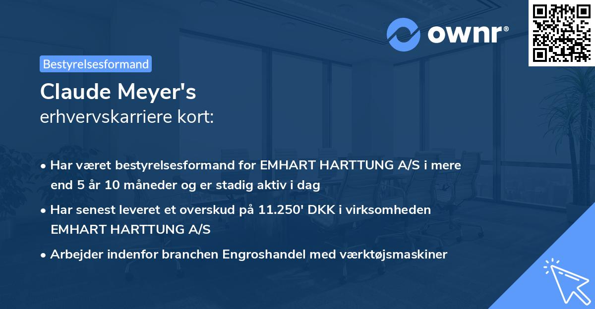 Claude Meyer's erhvervskarriere kort