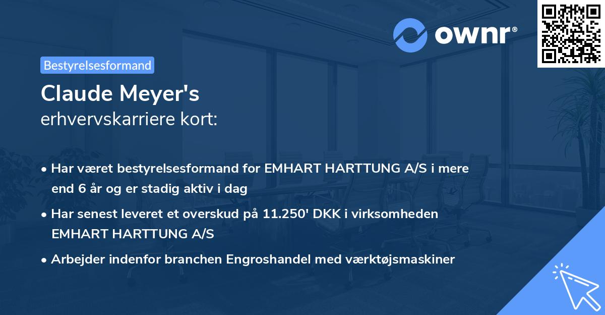 Claude Meyer's erhvervskarriere kort